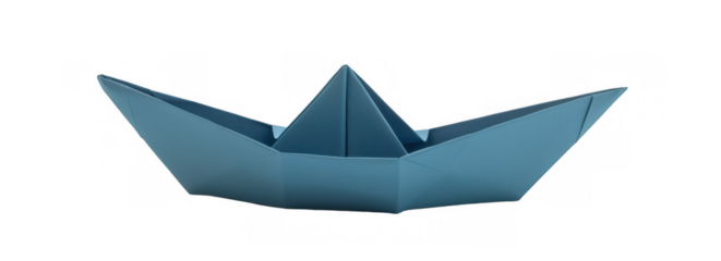Blue Origami Paper Boat