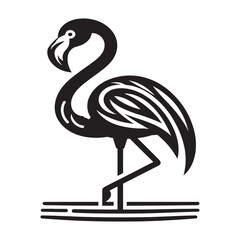 Standing flamingo wings silhouette vector art  