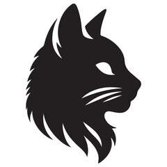 Cat head silhouette vector art illustration style