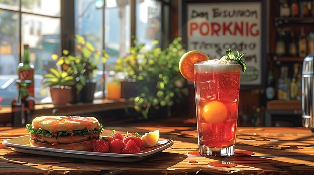 Futuristic urban food court where food robot prepare customizable meal like sushi bowl pasta dish gourmet salad high tech efficiency depicted hyper realistic detail against backdrop of digital screen