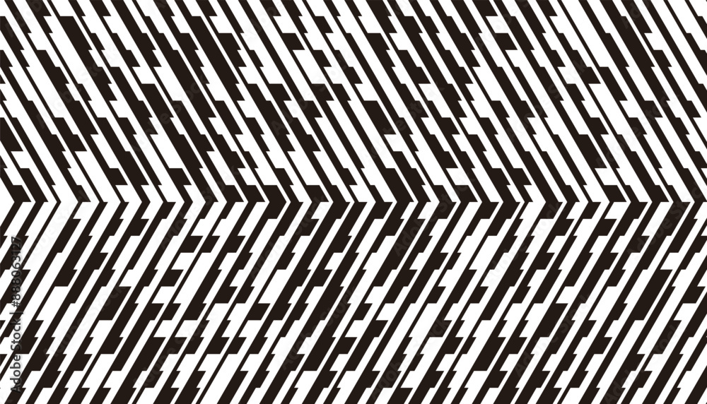 Poster black and white seamless sharp arrows pattern. modern technology background texture. vector format i