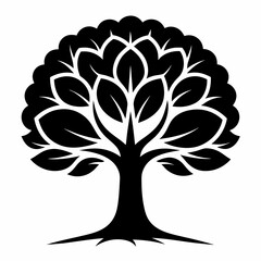 green and black tree isolated on white