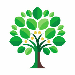 green and black tree isolated on white