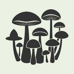 mushroom outline set silhouette illustration