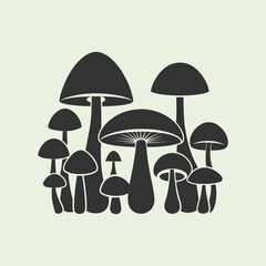 mushroom outline set silhouette illustration