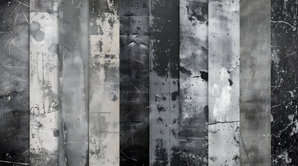 Fototapeta premium Creative set Overlay textures. Stamps with effect effect of antiquity, wear, creases, monochrome, grainy, spray, grunge, dust. Overlay stamps textures - old, concrete, scratches, damage, grunge