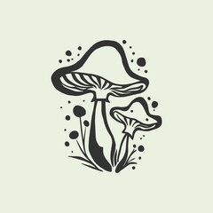 mushroom outline set silhouette illustration