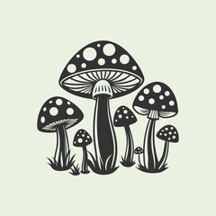 mushroom outline set silhouette illustration