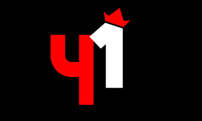 41 King Logo Number White Red Simple Modern