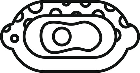 Simple line icon of an opened oyster with a pearl inside, evoking luxury and elegance