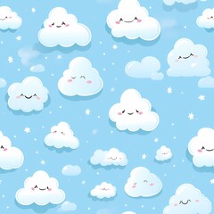 Adorable cloud pattern for baby products, including apparel, bedding, decor, and accessories