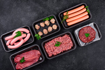 Assortment of different vegan plant based meat