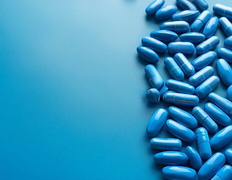 M&eacute;dicament pillule sur fond bleu