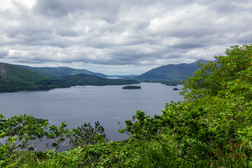 Scenic View of Derwentwater Lake From a Hillside in the Lake District