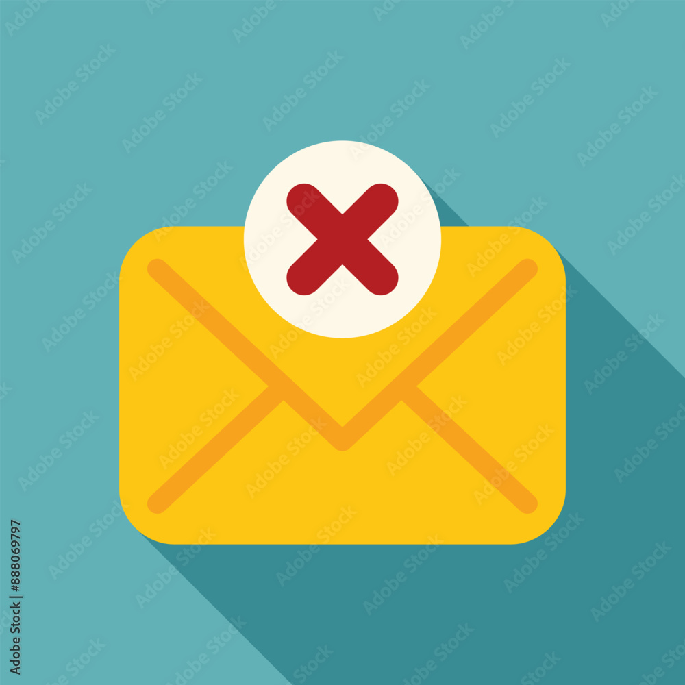 Poster yellow envelope with a red cross mark, symbolizing an error while sending an email