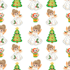 Merry Christmas Cartoon Seamless Pattern Illustration