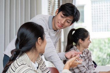 Group of Student Engaged in Collaboration Learning in a Modern Classroom Setting