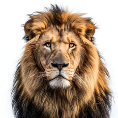 Fototapeta premium Majestic Portrait of a Lion Against a White Background