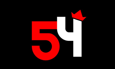54 King Logo Number White Red Simple Modern
