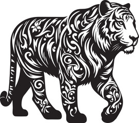 Fototapeta premium Tiger silhouette vector art illustration