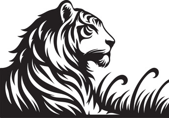 Tiger silhouette vector art illustration