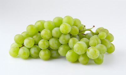 Fresh Green Grapes Cluster Isolated on White Background