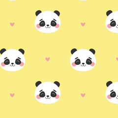 Childrens pattern with panda. Childrens vector illustration
