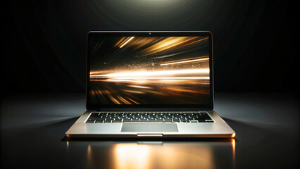 Laptops on table and wall, open for business communication