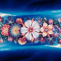 Obraz premium Beautiful flowers on the blue background
