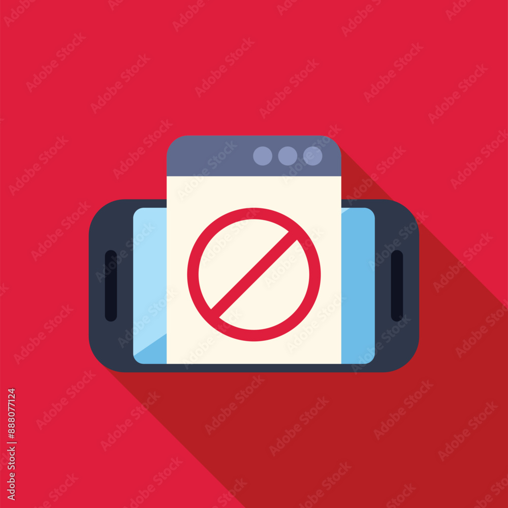 Poster illustration of a smartphone showing website with error symbol on screen for application or network 