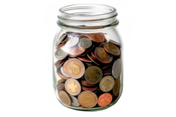 Glass Jar Filled with Coins