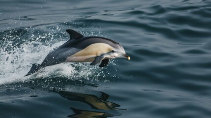 Fototapeta premium Capture the grace of a dolphin leaping out of the water
