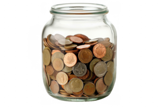 Glass Jar Filled with Coins