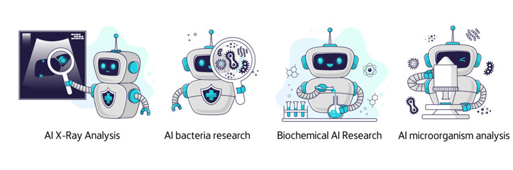 AI assistant in laboratory research, identification of microorganisms, analysis of biomaterial samples, genome research. The concept of medicine of the future.
