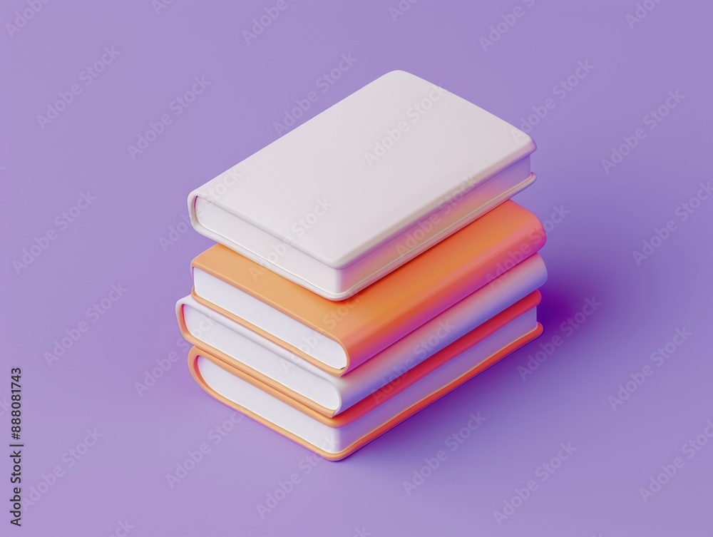 Canvas Prints Stack of Books with 3D Rendered Design