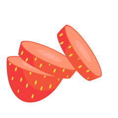 illustration of ripe and sliced ​​strawberries