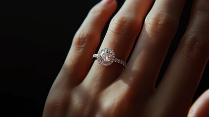 Diamond Engagement Ring on Finger