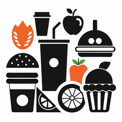 food and drink icons logo vector