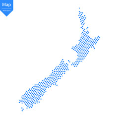 Abstract graphic New Zealand map from point blue on a white background. Vector illustration.