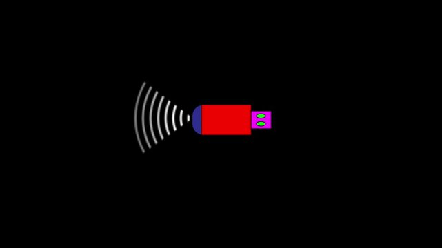 Usb wireless adapter icon red color white black backgraound