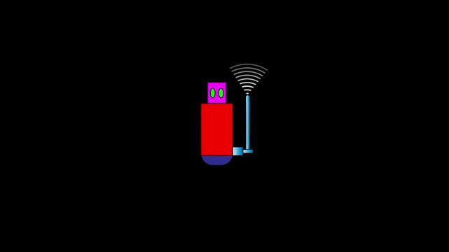 Usb wireless adapter icon red color white black backgraound