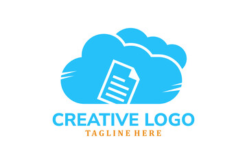 Modern Flat Unique cloud logo vintage with document logo template house document business logo