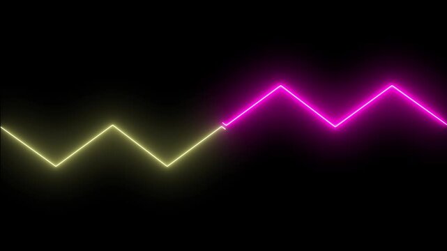 Curved neon line shape animation white black backgraound