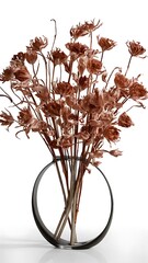 Dried flowers in a transparent minimalistic vase