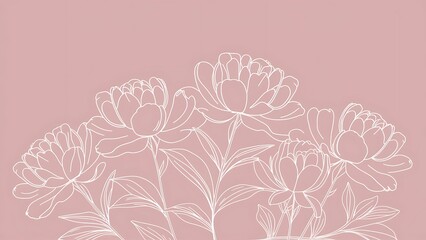 White peonies on pink background minimal floral