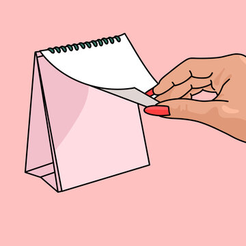 Illustration of a woman's hand with a calendar