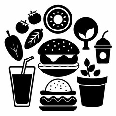 food and drink icons logo vector