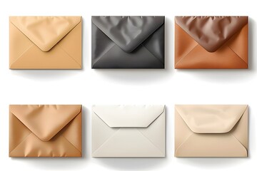 Collection of Six Stylish Leather Envelopes in Various Colors