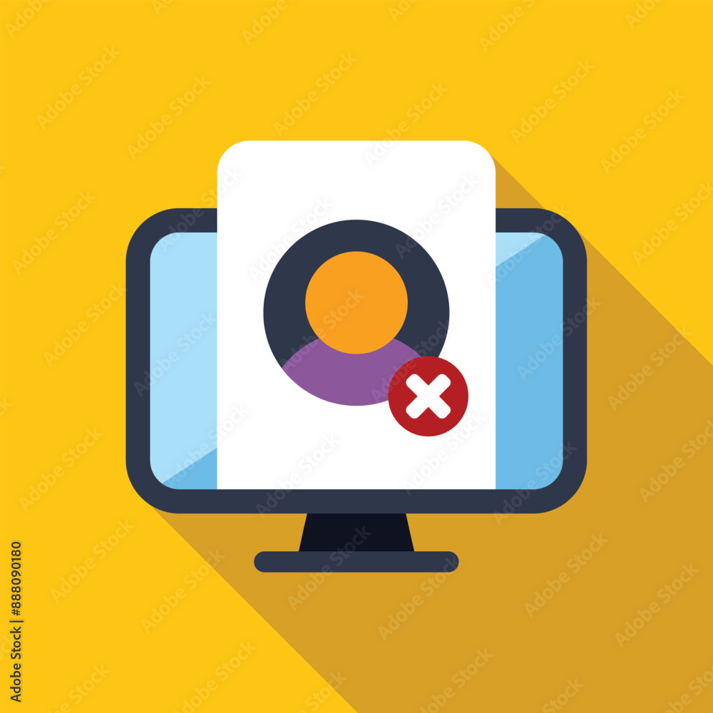 Poster user profile being deleted on a computer screen, representing online privacy and data security