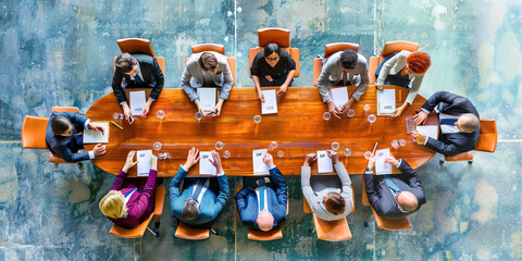 The Changemakers' Roundtable: Eight diverse individuals, each wearing a name tag that reads "GOP," sitting around a circular table, deep in conversation.
